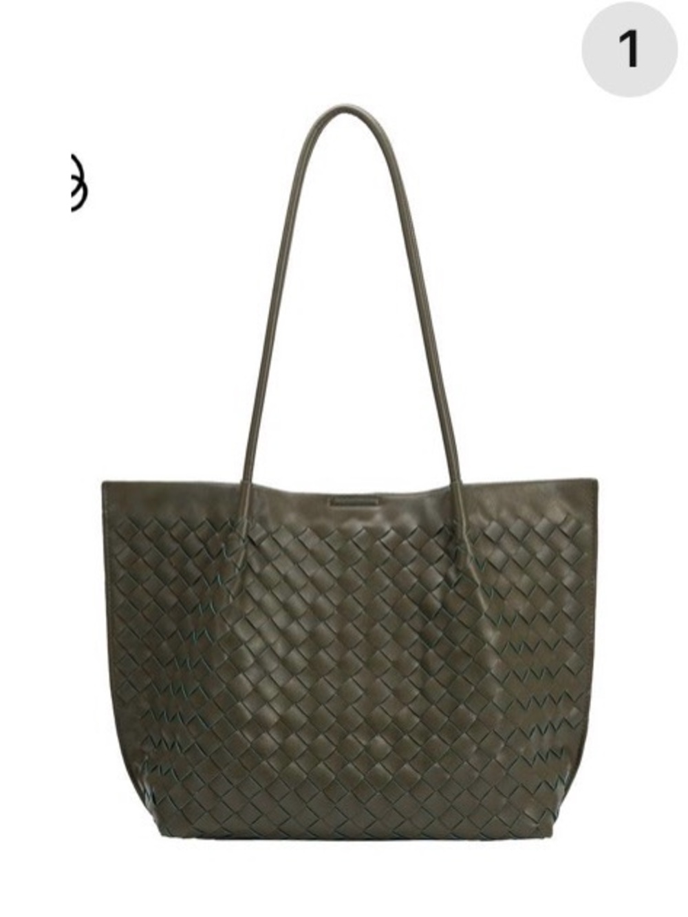 Woven Leather Tote Bag in Olive Green